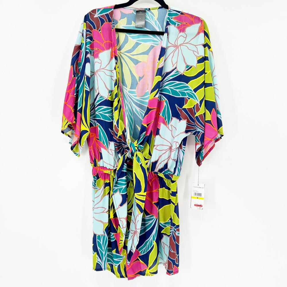 Vince Camuto Swim Cover-Up Romper Womens M Multicolor New Tropical Floral V1J916